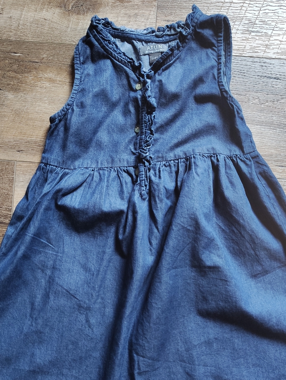 A.T.U.N. Girl's Sleeveless Denim Navy Dress  7-8 years